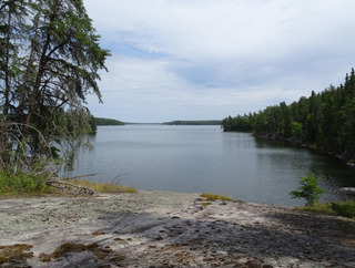 On a sloping bedrock along the shores of Louis Inlet looking east