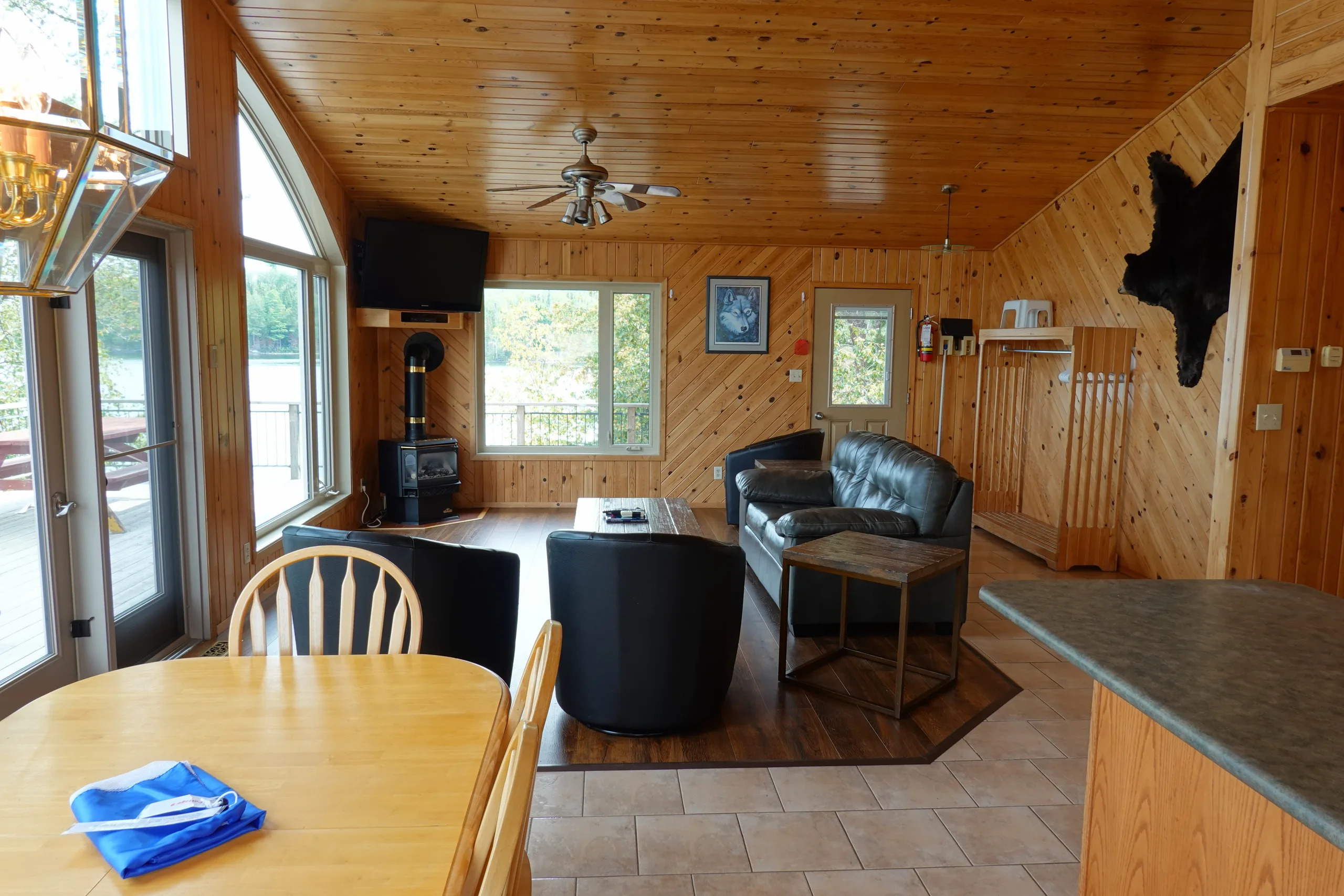 Comfortable Spacious living room with gas fireplace and great view!